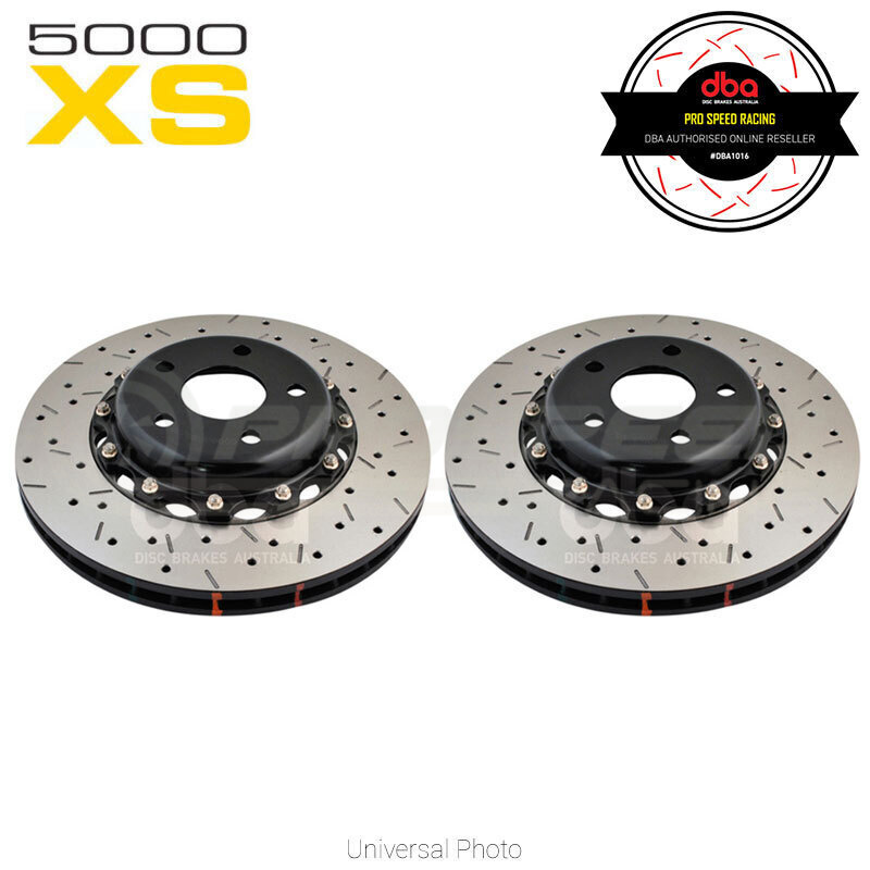 DBA 5000 XS Series 2-Piece Drilled/Slotted Rotors PAIR Black Hat Ford FPV  BA/BF/FG 05-11 (Front) D