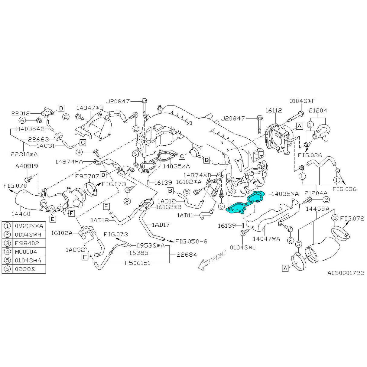 Subaru Lower Intake Manfold TGV to Engine Gasket