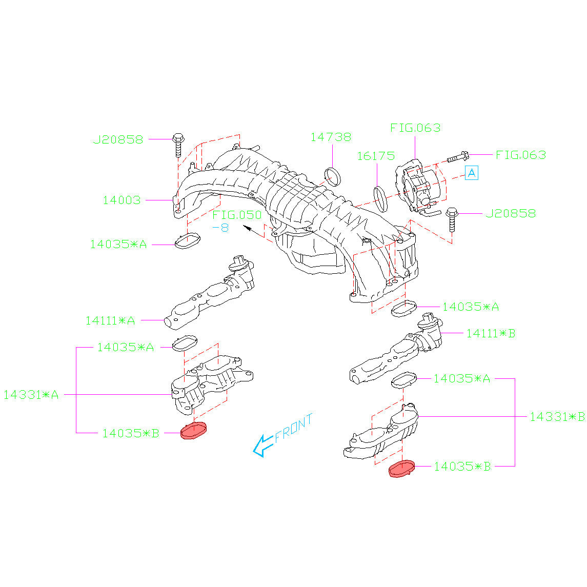 Subaru Genuine OEM Intake Manifold Lower Gasket