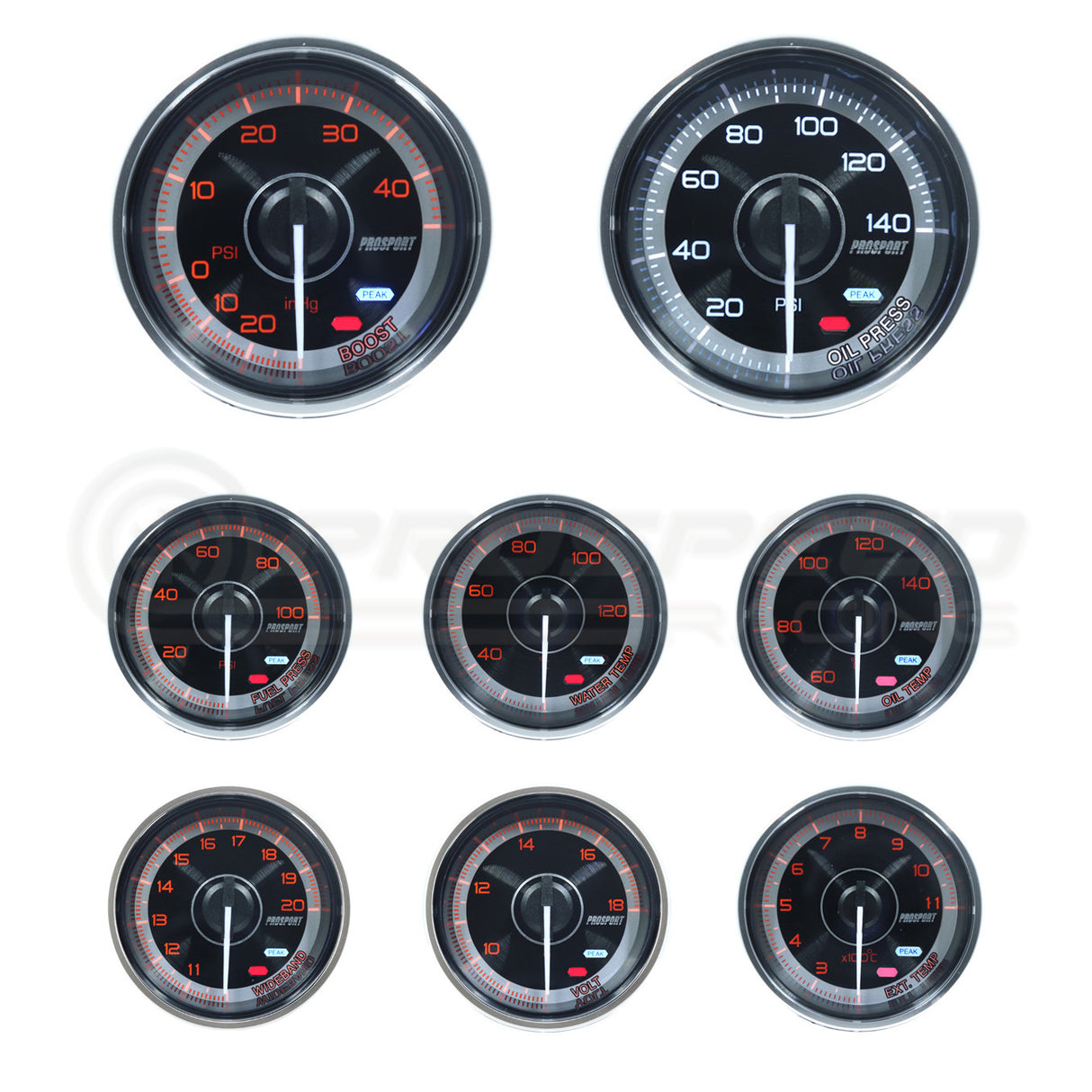 Prosport 52mm Crystal Series Performance Gauge Range - Amber/White 216CLSAWA | Pro Speed Racing