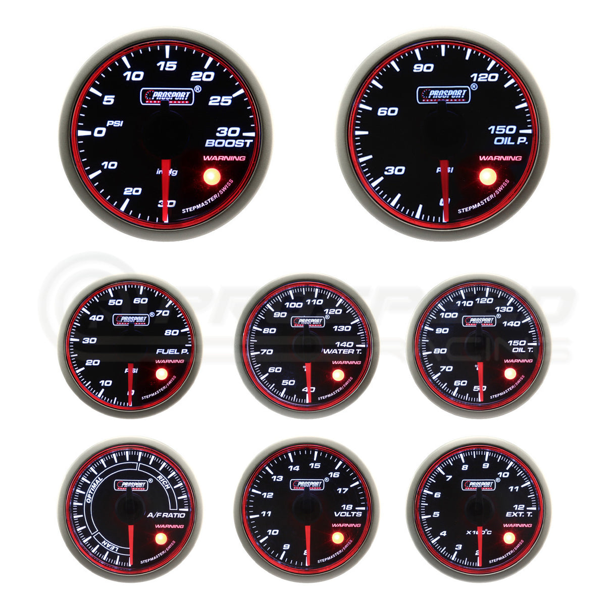 Prosport 52mm Halo Series Performance Gauge Range - White 216HL | Pro Speed Racing