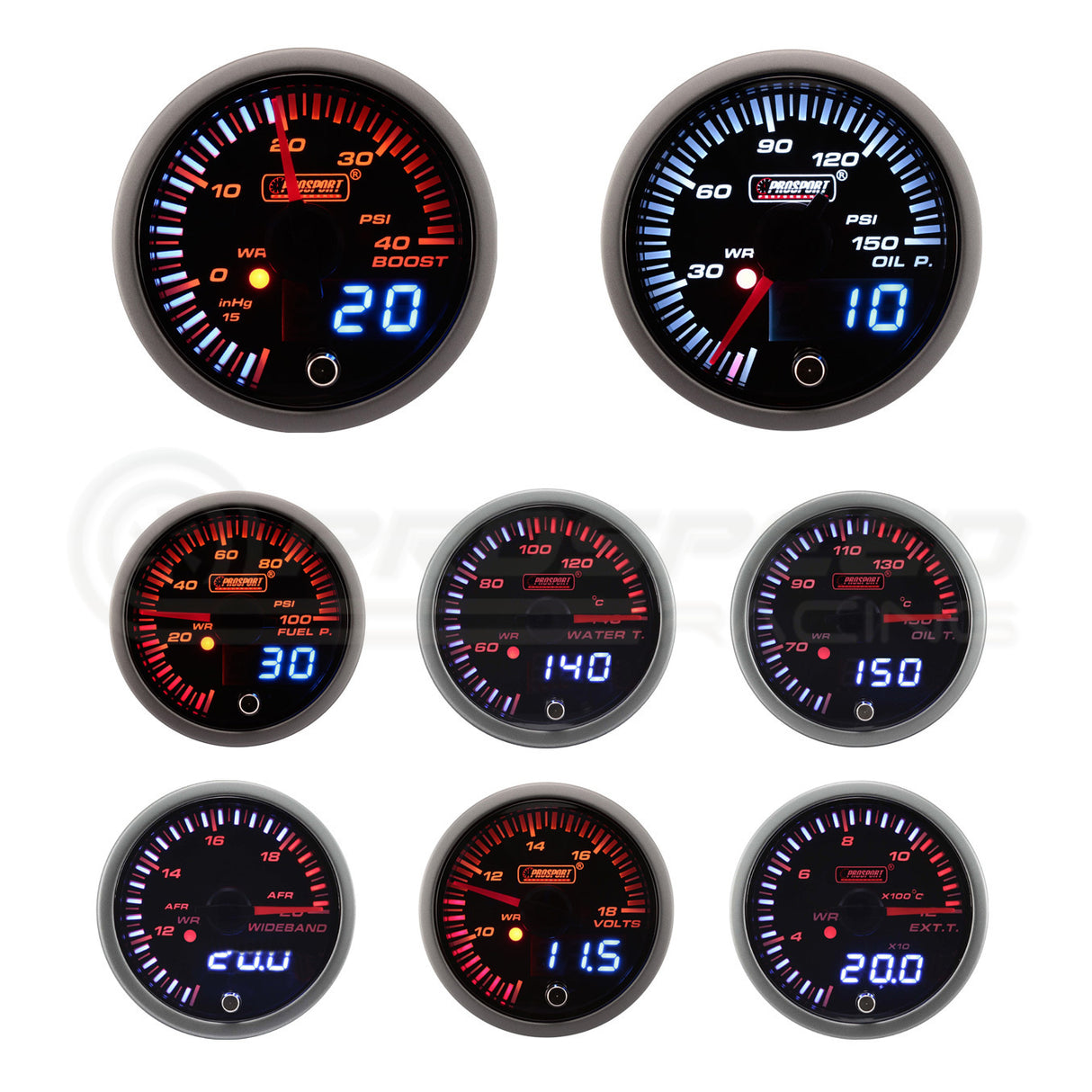 Prosport 52mm JDM Series Performance Gauge Range - Amber/White 216JDM | Pro Speed Racing