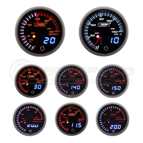 Prosport 52mm JDM Series Performance Gauge Range - Amber/White 216JDM | Pro Speed Racing