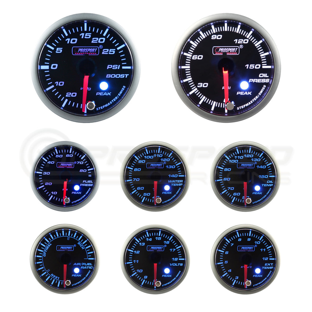 Prosport 52mm SM Series Performance Gauge Range - Blue/White 216SMWB | Pro Speed Racing