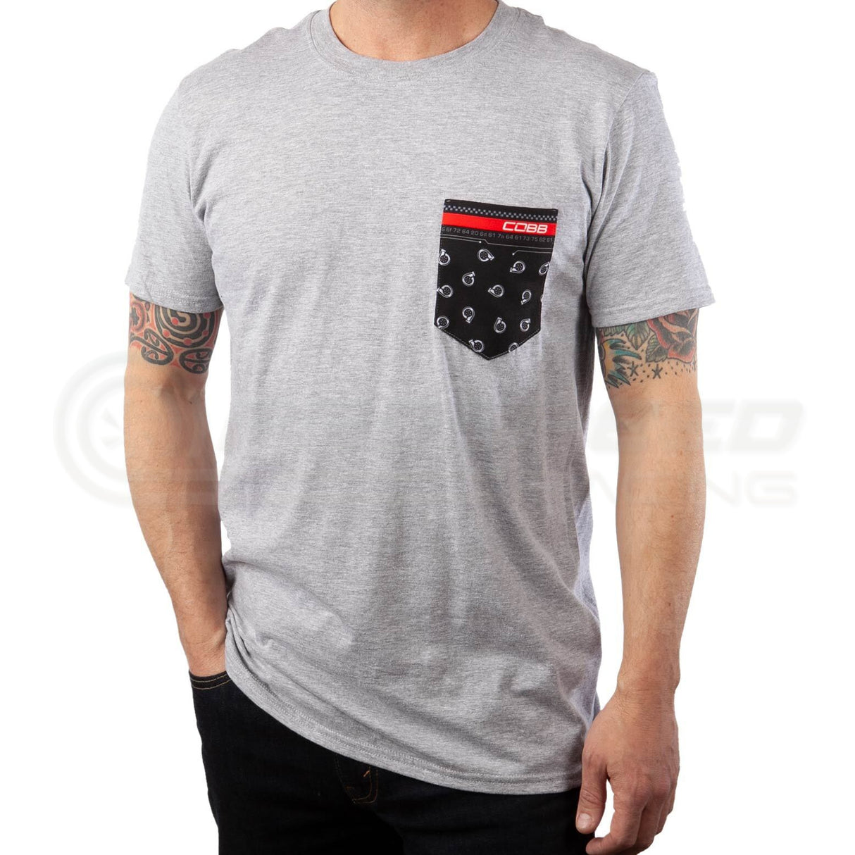 Cobb Tuning Logo Grey Pocket T-Shirt  CO-GreyPocket