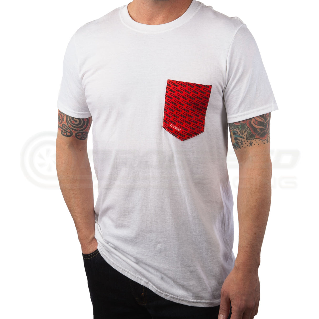 Cobb Tuning Logo White Pocket T-Shirt  CO-WhitePocket