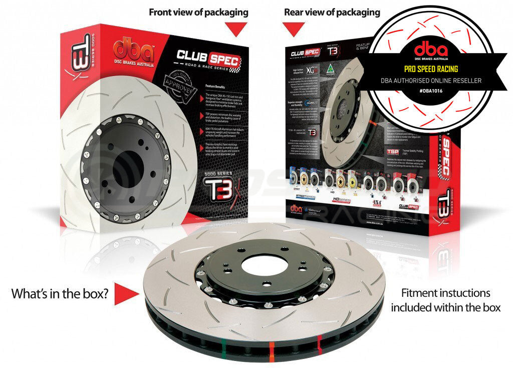 DBA T3 5000 2-Piece Front Rotors - Jeep Grand Cherokee SRT WH/WK2 06-19 DBA52632BLKS | Pro Speed