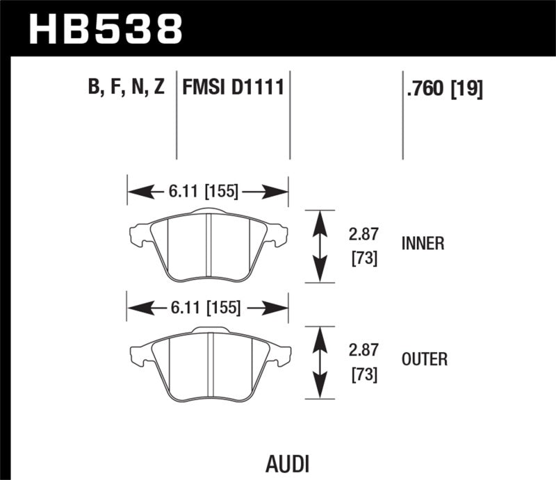 Hawk Performance HP+ Front Brake Pads