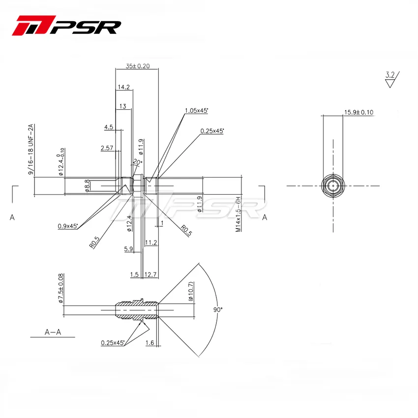 PSR Turbo Water Cooling Fitting Kit 6AN to M14x1.5