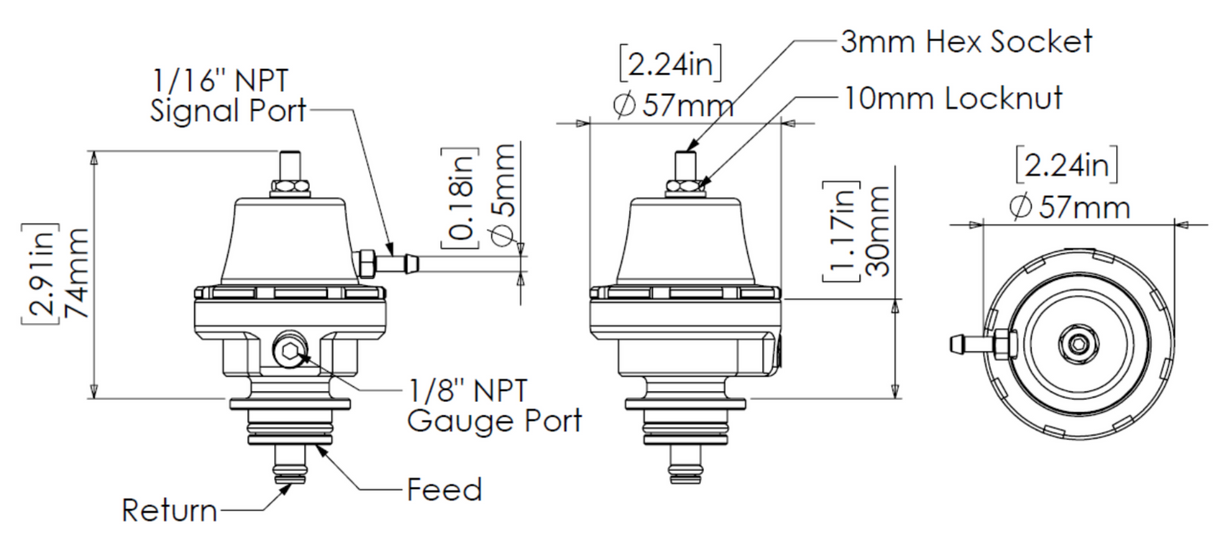 Turbosmart FPR Kompact Fuel Pressure Regulator Black Sleeper