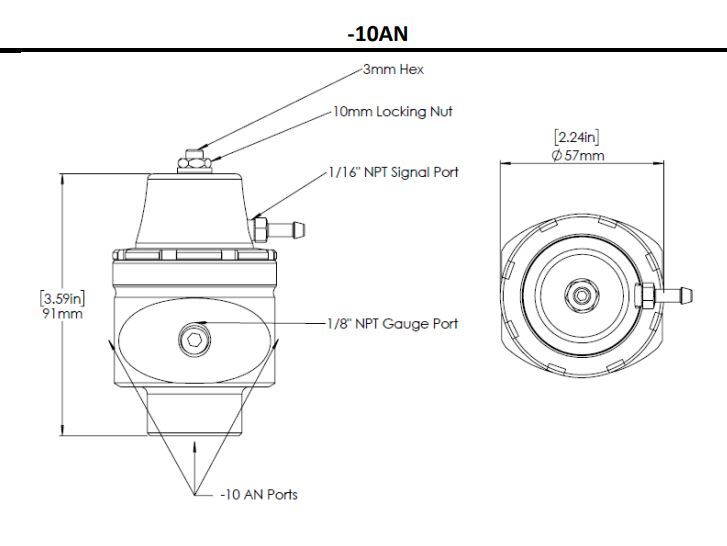 Turbosmart FPR10 Low Pressure Fuel Pressure Regulator AN-10 Black