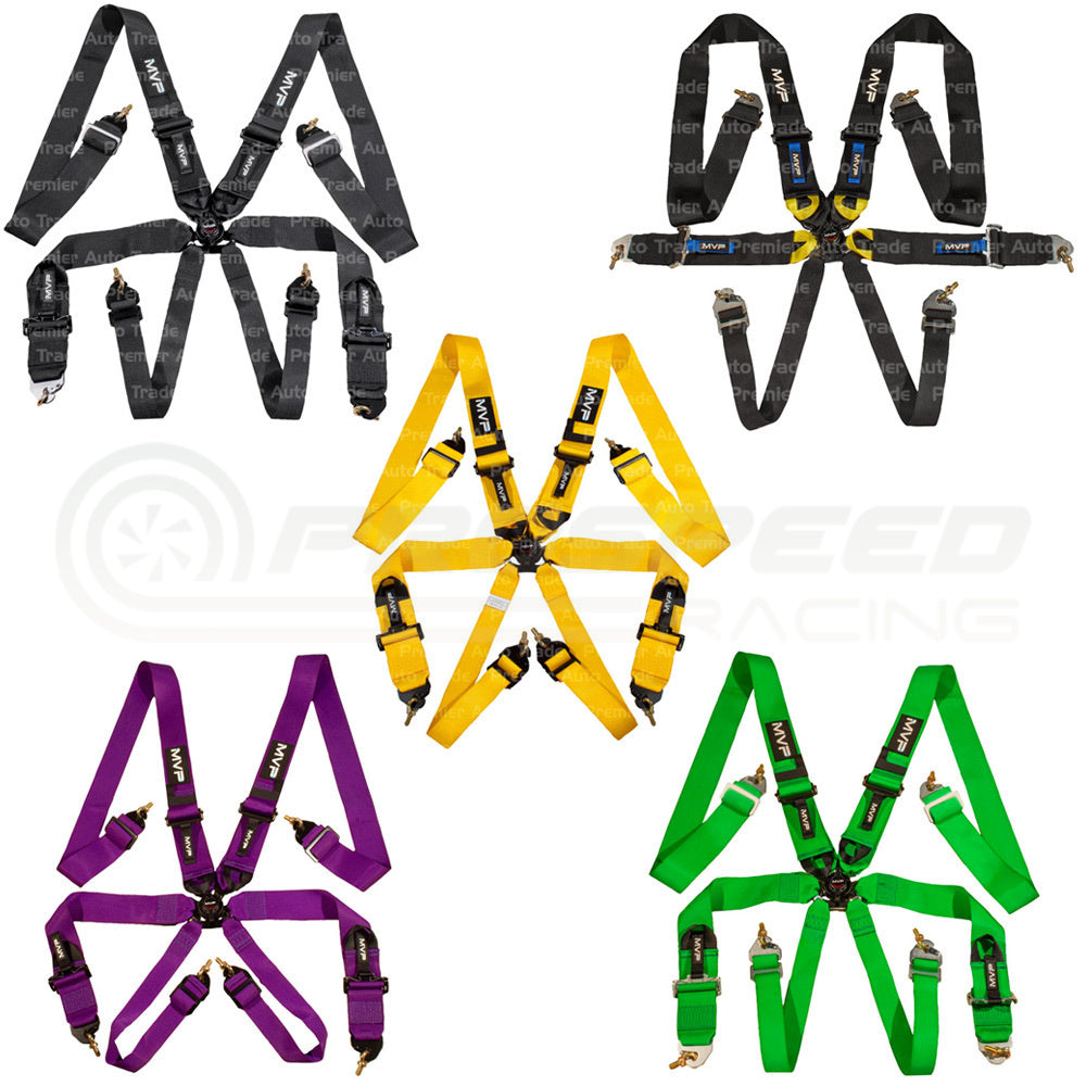 MVP 6 Point Cam Lock Harness w/3" Belts Snap On Ends (FIA Approved) VPR-140 | Pro Speed Racing